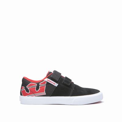 Supra STACKS II VULC VELCRO - Lasten Tennarit - Mustat/Punainen